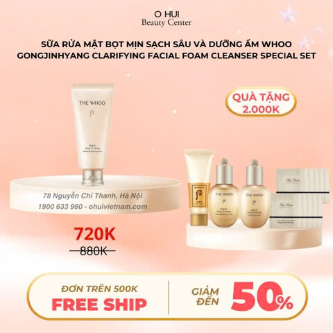Sữa rửa mặt Whoo dưỡng ẩm Gongjinhyang Facial Foam Cleanser Y24
