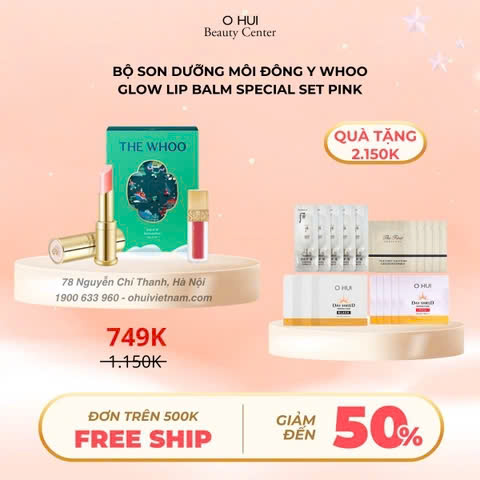 Bộ Son Dưỡng Môi Đông Y Whoo Glow Lip Balm Special Set Pink